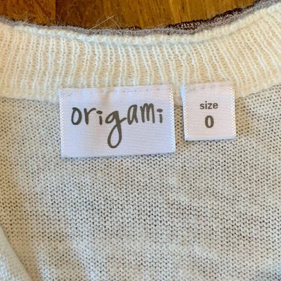 ORIGAMI Angora Cardigan Sweater Baby Girls 6-12 0 Lace Collar Soft Cream Infant - Picture 7 of 9